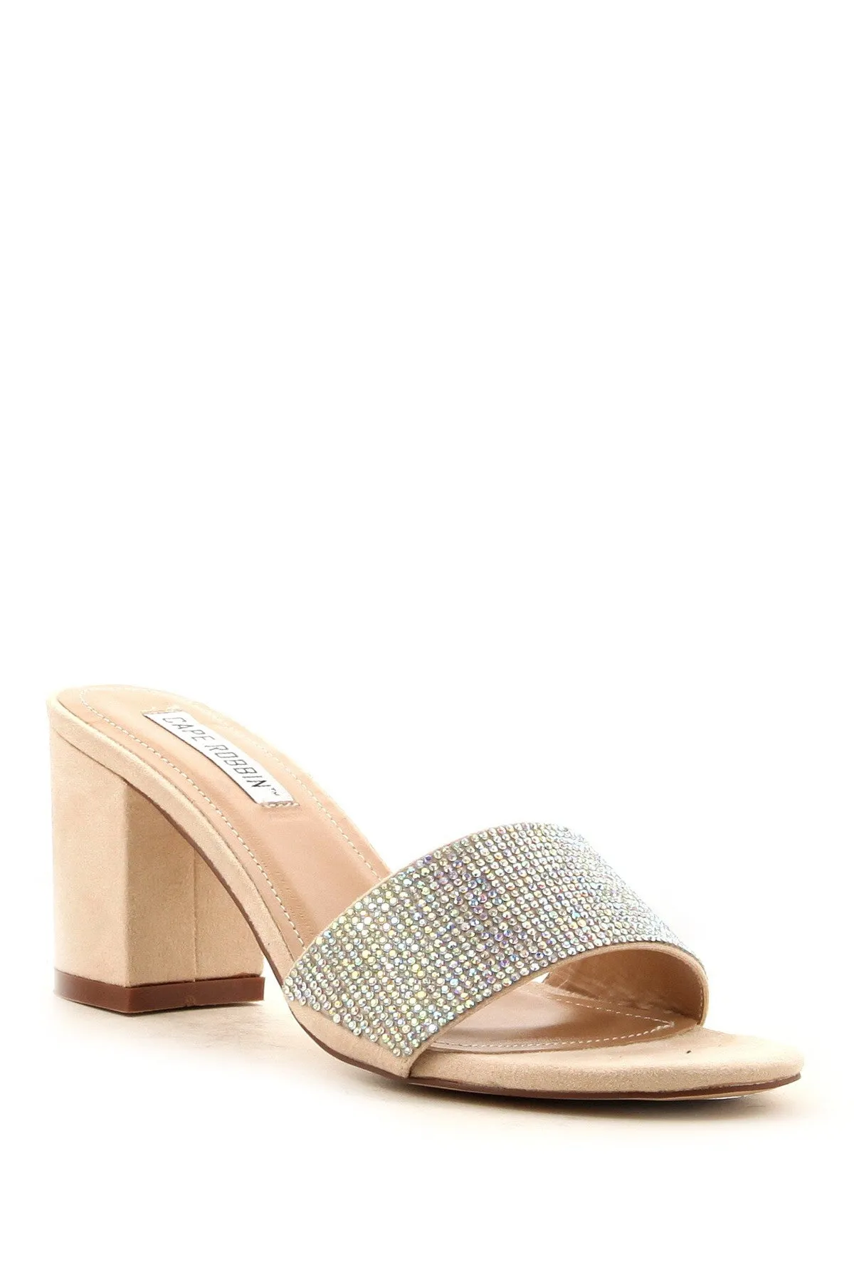 Mule Suede Rhinestone Vegan Robbin Cape Thick Eye-catching Sandals Custom design Carrie-38 Slide Heel Teal