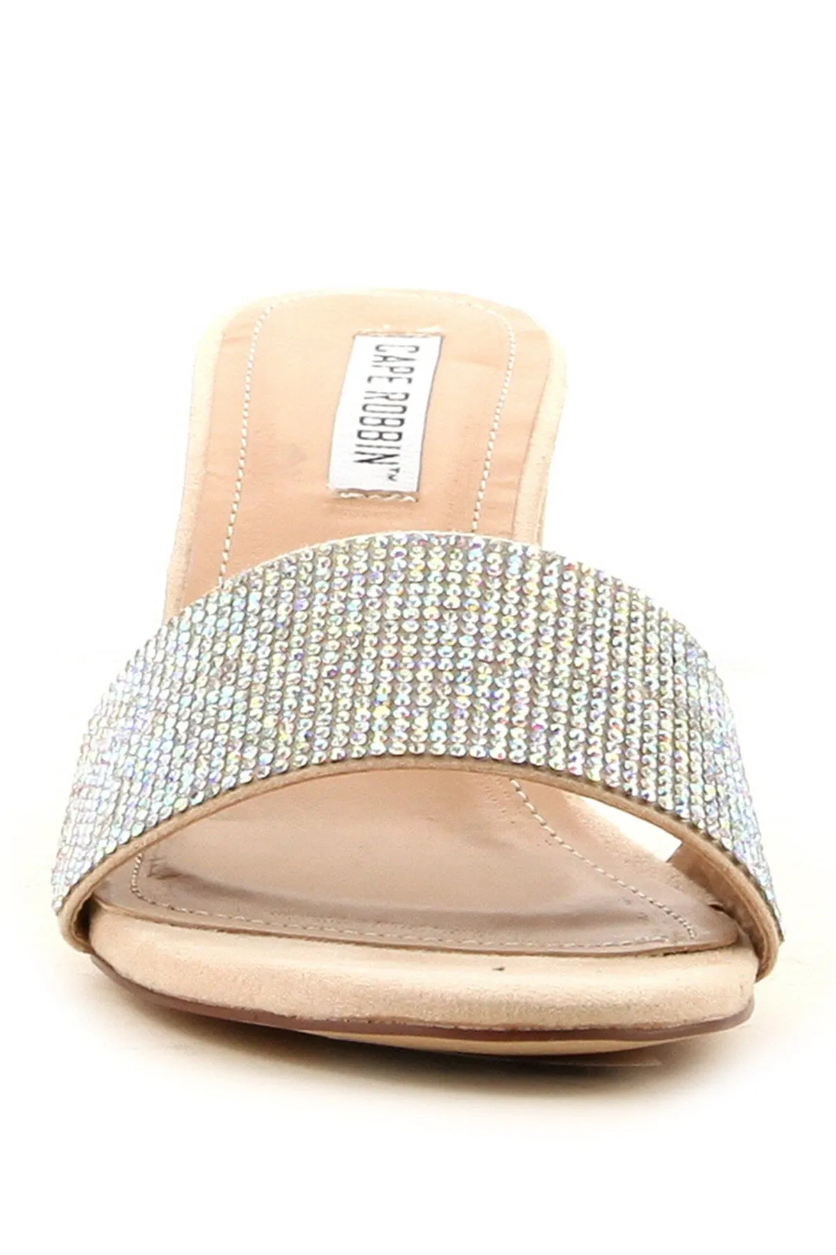 Mule Suede Rhinestone Vegan Robbin Cape Thick Eye-catching Sandals Custom design Carrie-38 Slide Heel Teal