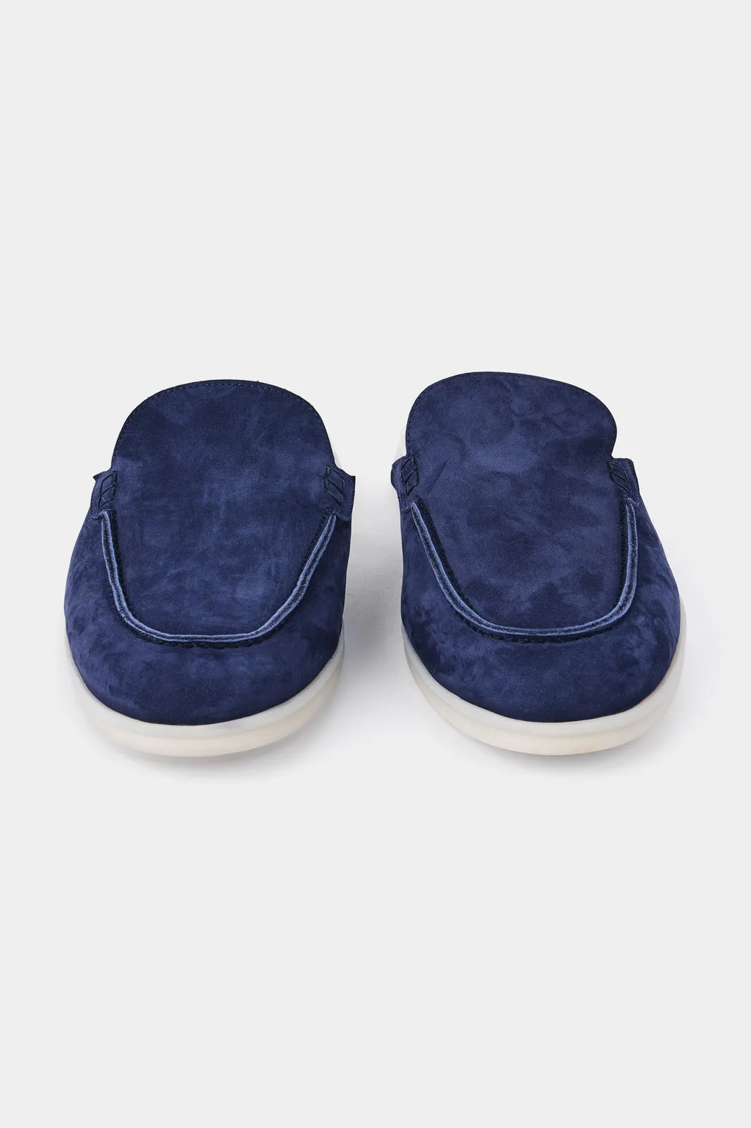 Mules en nubuck - Marine