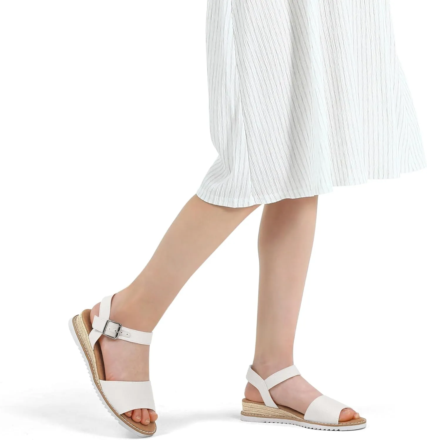 mysoft Women's Espadrilles Wedge Sandals Open Toe Ankle Strap Comfortable Casual Summer Walking Shoes
