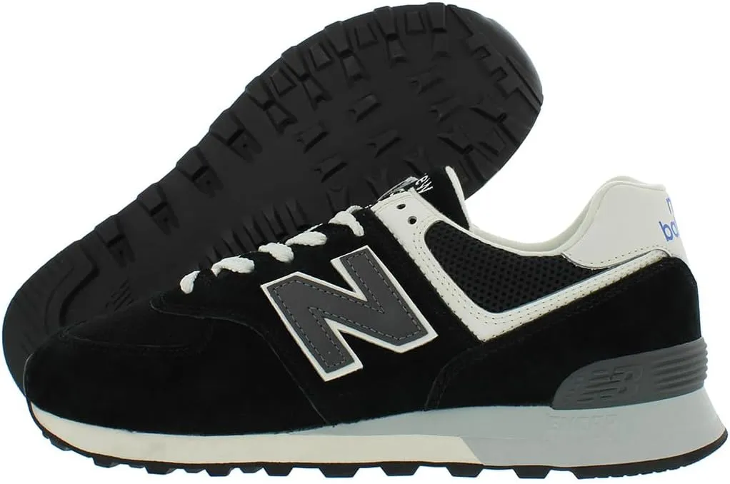 New Balance Unisex 574 V2 Lace-Up Sneaker, Black/White 2, 9.5 US Men