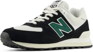 New Balance Unisex 574 V2 Varsity Suede Sneaker, Black/White/Marsh Green, 11.5 US Men