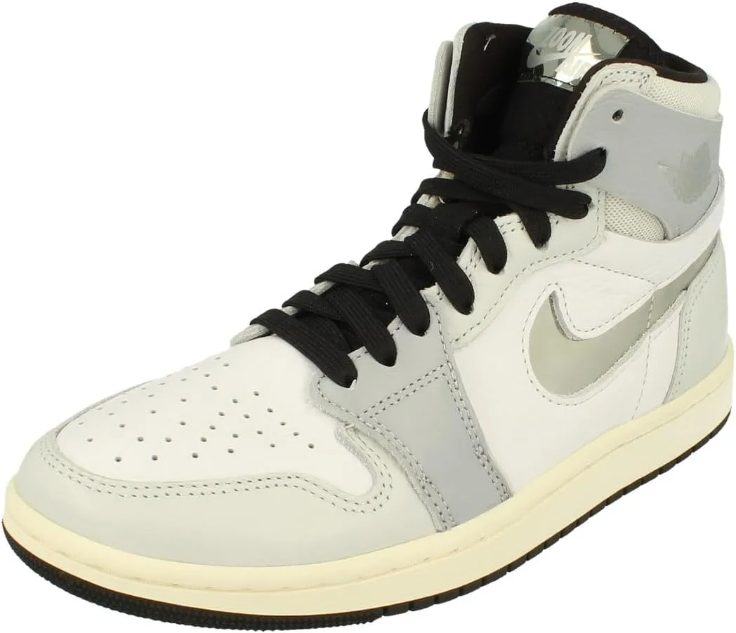 Nike Air Jordan 1 ZM AIR CMFT Womens Trainers FJ4652 Sneaker Shoes (UK 7.5 US 10 EU 42, White Metallic Silver 100)