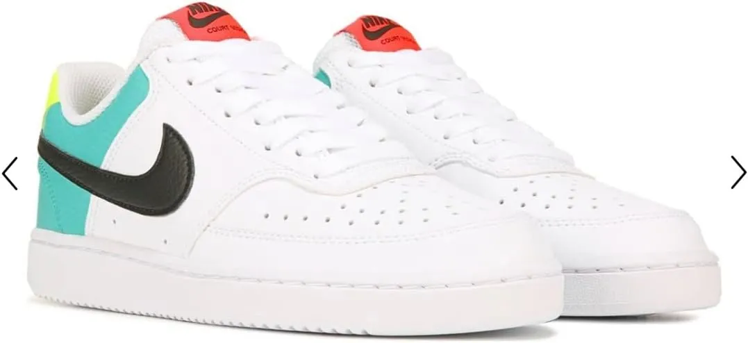 Nike Women's Court Vision Low Sneaker, White/Multi, 6.5 Regular US