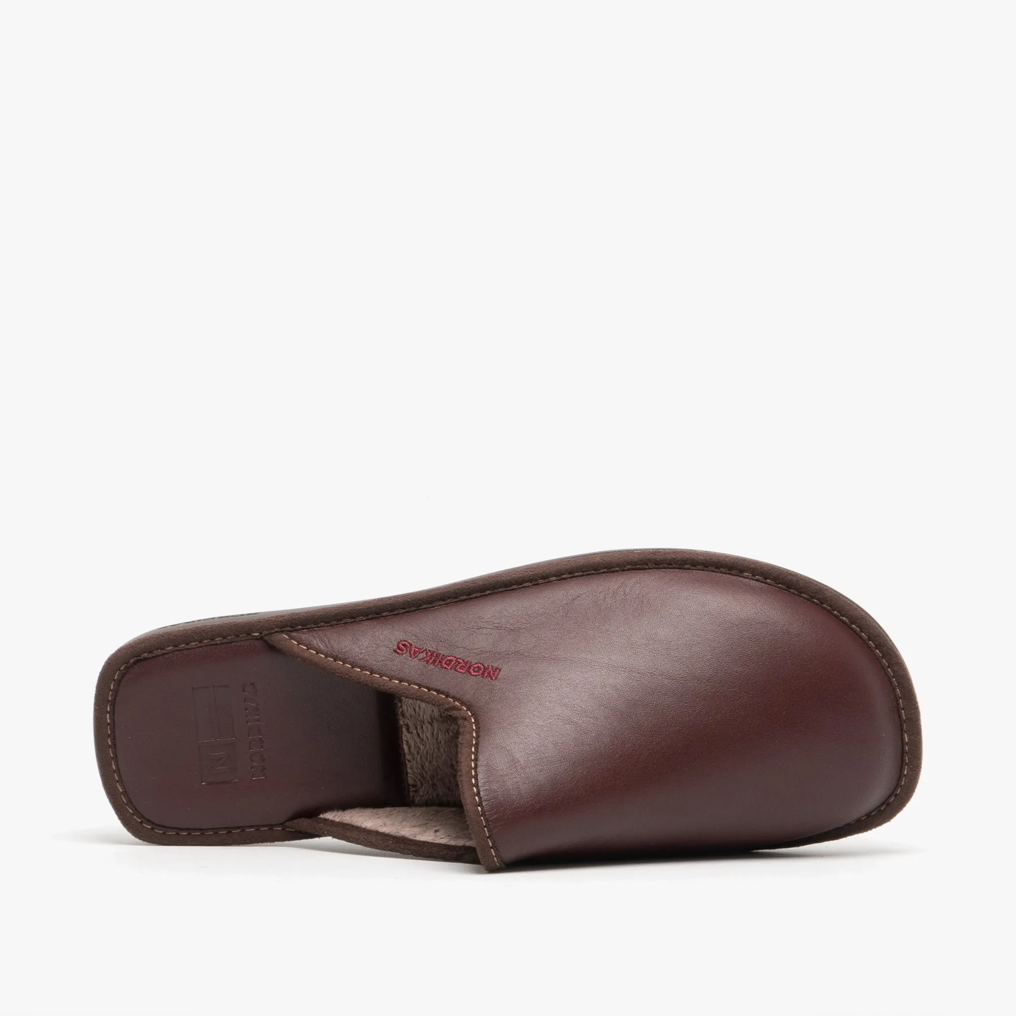 Nordikas 136 (DUBLIN) Mens Leather Mule Slippers Bordeaux