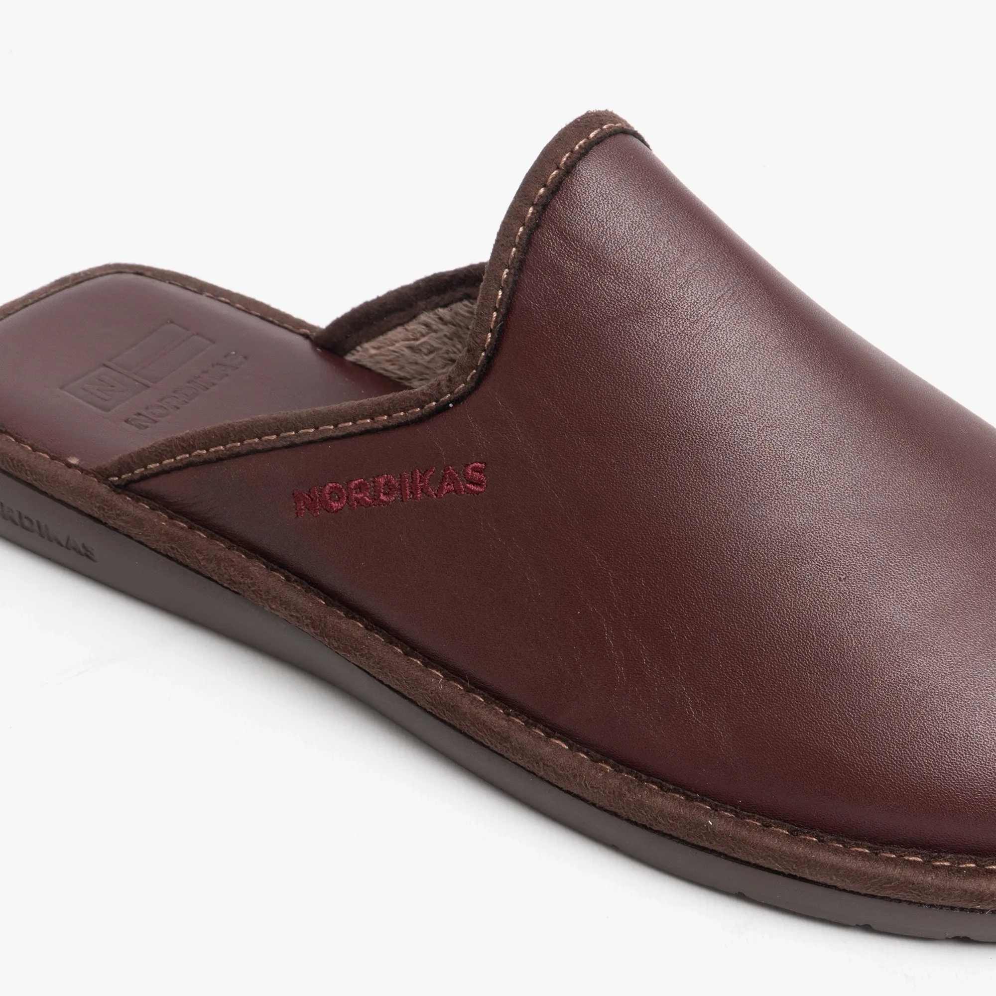 Nordikas 136 (DUBLIN) Mens Leather Mule Slippers Bordeaux
