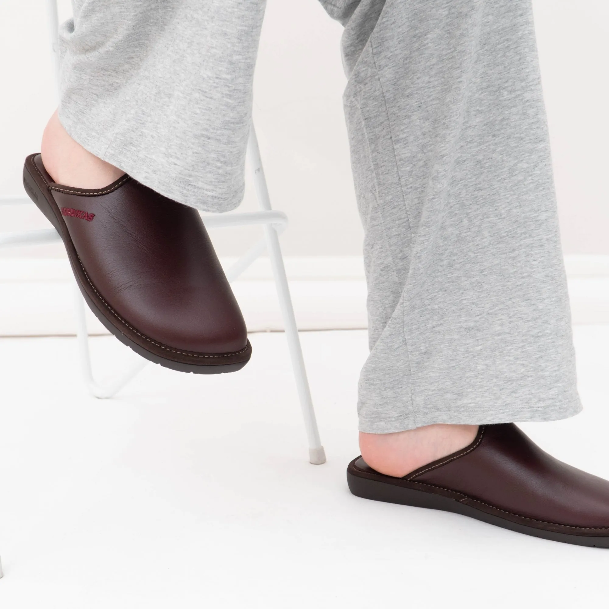 Nordikas 136 (DUBLIN) Mens Leather Mule Slippers Bordeaux