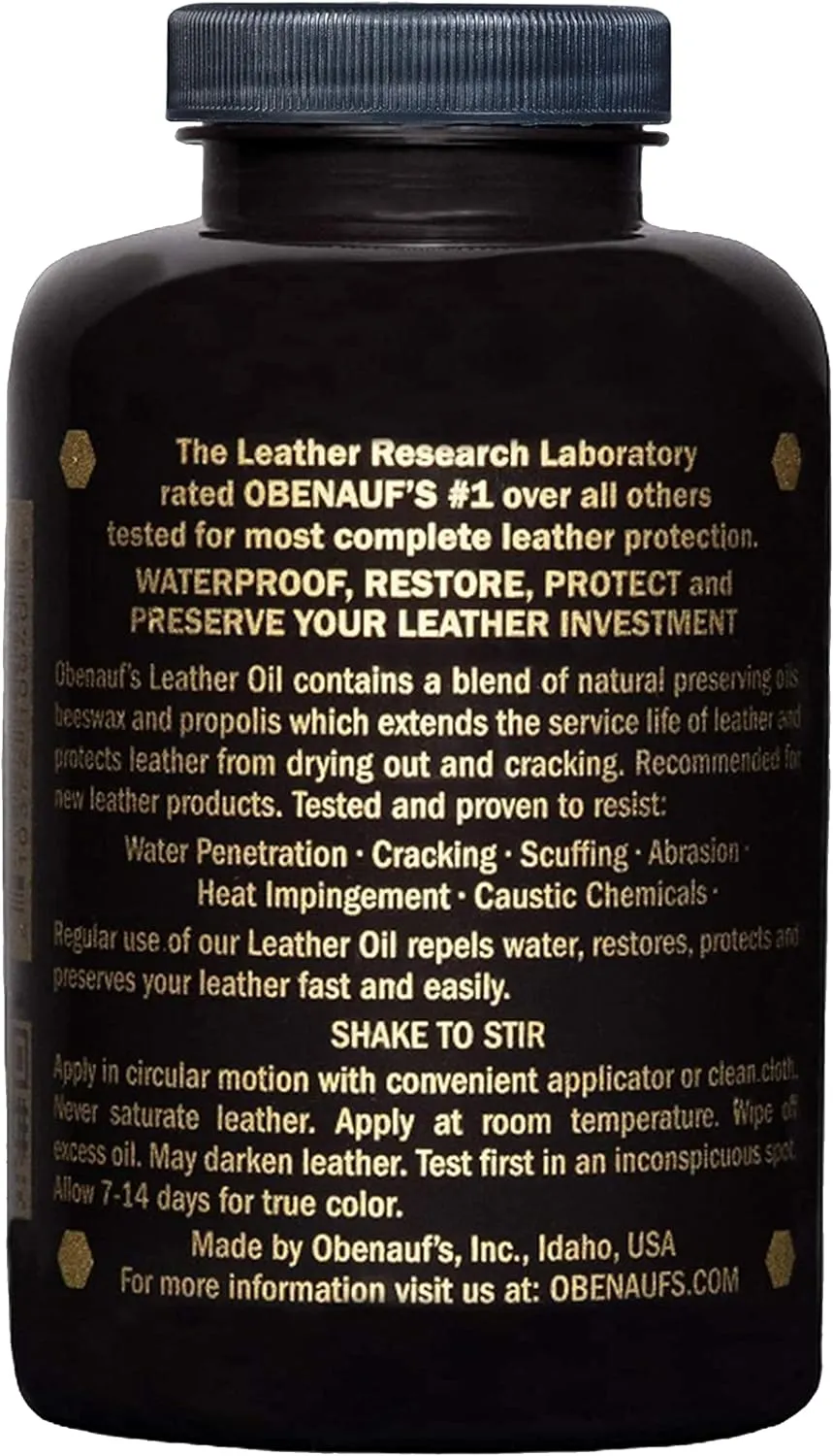 Obenauf's Leather Oil - Leather Conditioner (8oz) - Restore and Protect Leather Boots, Jackets, Purses as Well as Car Leather, Leather Furniture and Much More - Made in The USA (with Applicator)