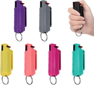 OC Gel Pepper Spray, 32 Bursts 2.0% MC Defense Spray Belt Clip Holder. Pepper Spray Keychain for Women Self Defense. Tear Gas with Quick Release for Easy Access Finger Grip 7 Packs