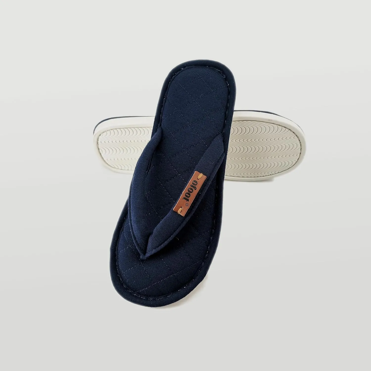 ofoot Women's Cozy Cotton House Slippers Thong Flip Flops Memory Foam Insole Open Toe Indoor Slip On Shoes
