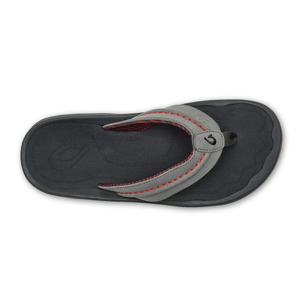 OLUKAI Hokua Men's Beach Sandals, Quick-Dry Flip-Flop Slides, Water Resistant & Wet Grip Rubber Soles, Compression Molded Footbed & Soft Comfort Fit 11 Dk Shadow/Lehua