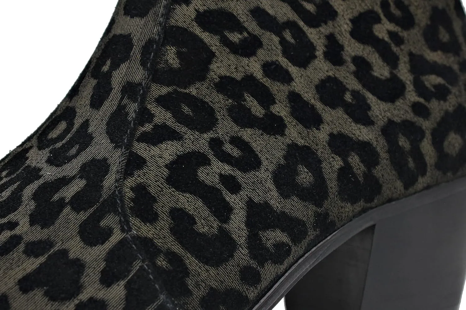 OSSTONE Men Chelsea Ankle Boots Leather Leopard Boot with Side Zipper Heel Boots OS-JY047-US-R