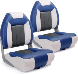 P1 Premium Marine High Back Folding Boat Seat,Stainless Steel Screws Included