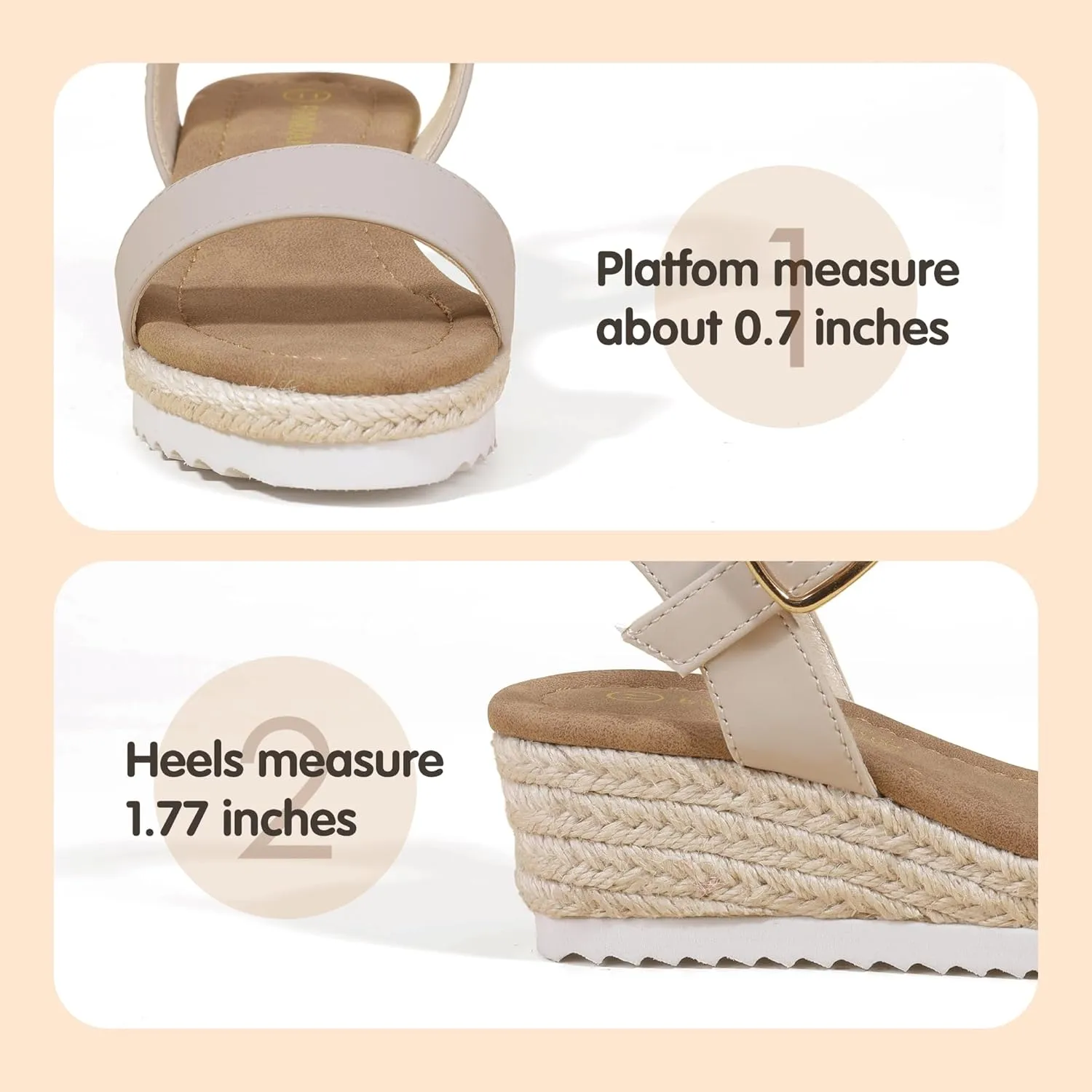 PANDANINJIA Girls Sandals Wedge Platform Espadrille Little Big Kid Girls Heels Open Toe Summer Dress Shoes