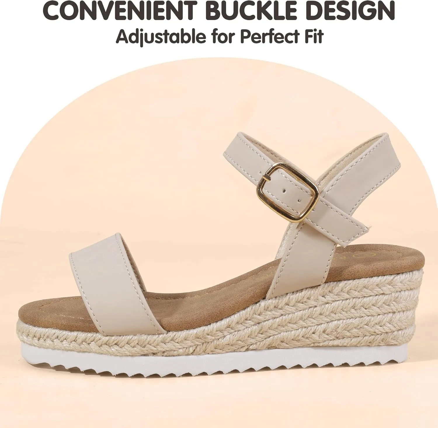 PANDANINJIA Girls Sandals Wedge Platform Espadrille Little Big Kid Girls Heels Open Toe Summer Dress Shoes