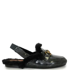Papanatas Gray Patent Buckle Mule
