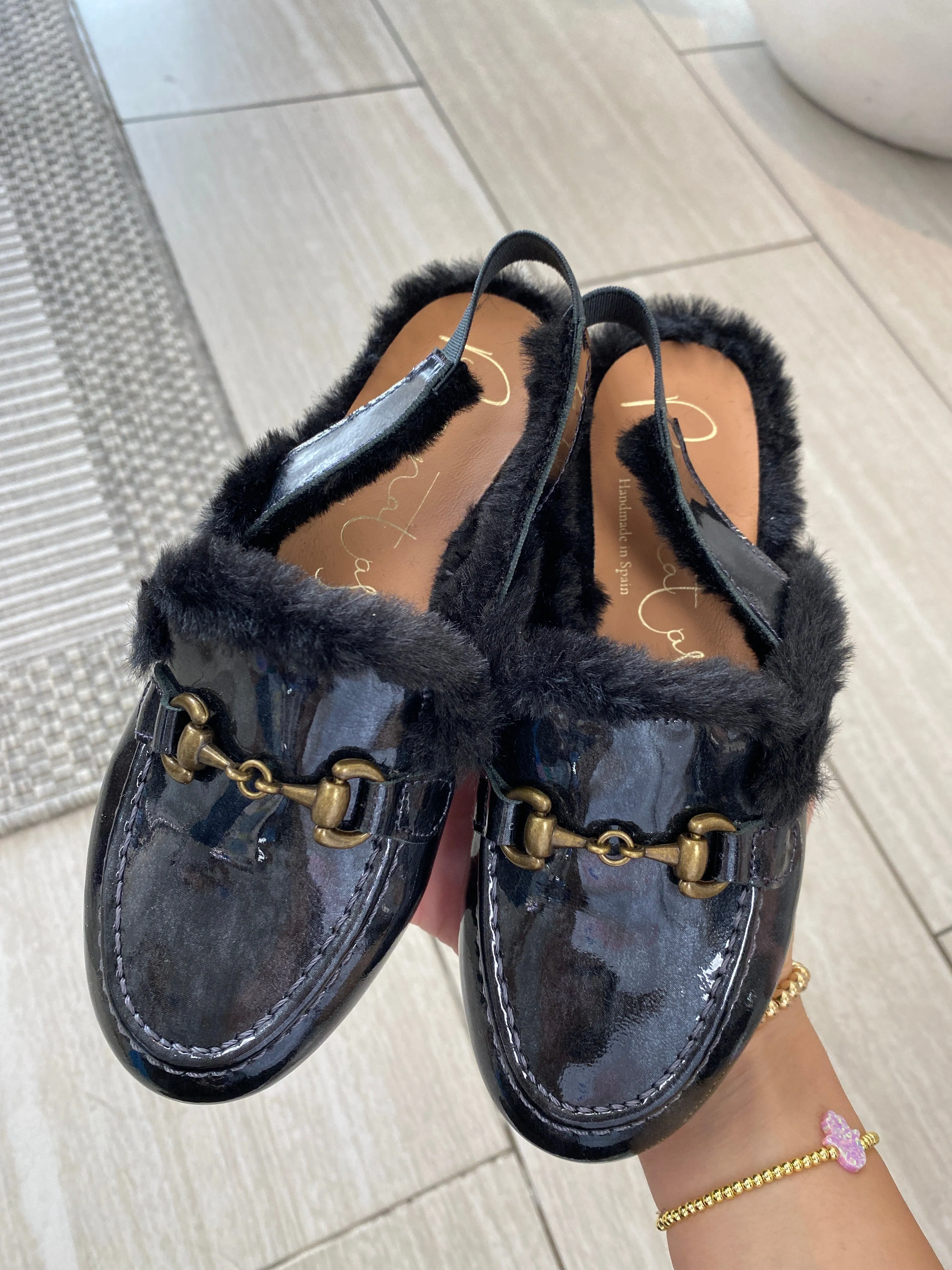 Papanatas Gray Patent Buckle Mule