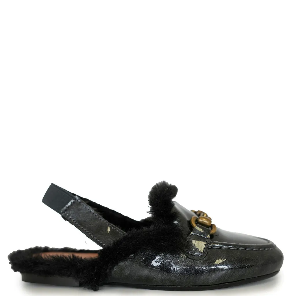 Papanatas Gray Patent Buckle Mule