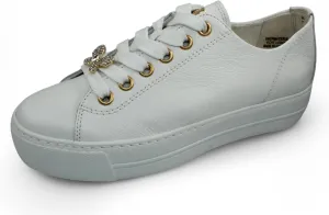 Paul Green Women's Affina Sneaker in White Cristall Leather - Size 8 M
