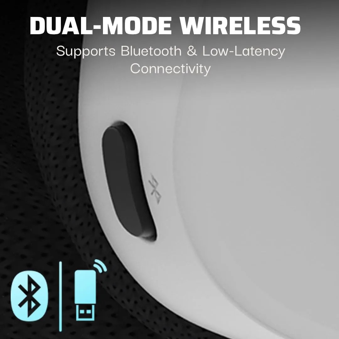 PDP Phantom Air Dual-Mode Wireless Gaming Headset for PlayStation: PS5, PS4, PC, Bluetooth Compatible, Rechargeable 35-Hour Battery, 50mm Drivers, On-ear Headphone Controls, Officially Licensed, White