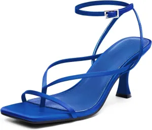PiePieBuy Women's Lace Up Heeled Sandals Square Flip Flop High Heels Strappy Party Shoes