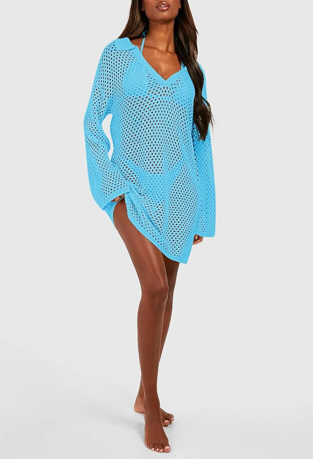 Pink Queen Crochet Swimsuit Cover Up for Women 2025 Sexy Hollow Out Bikini Bathing Suit Coverup Knit Beach Swimwear Dress