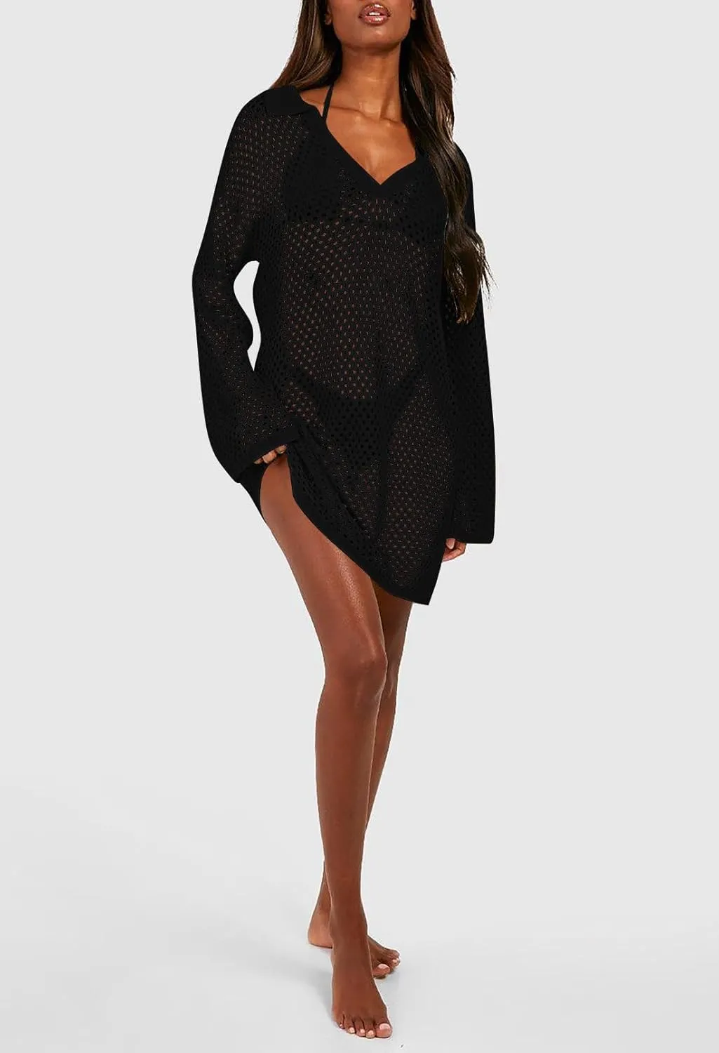 Pink Queen Crochet Swimsuit Cover Up for Women 2025 Sexy Hollow Out Bikini Bathing Suit Coverup Knit Beach Swimwear Dress