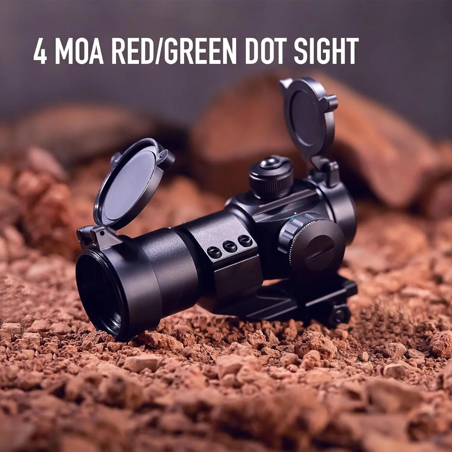 Pinty 1x30 4 MOA Red Green Dot Tactical Reflex Sight with Picatinny Cantilever Mount Black, Khaki