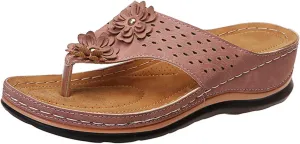 Platform Sandals Women Comfortable Slip On Flip Flops Sandal with Arch Support Casual Wedge Heel Slippers