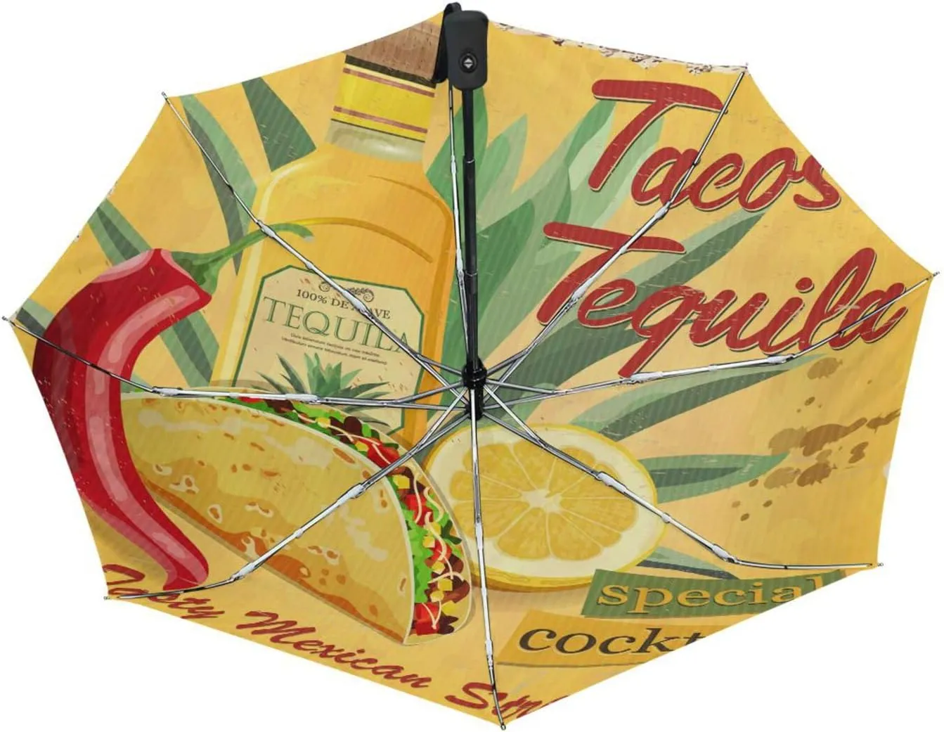 Poeticcity Automatic Folding UPF 50  Anti-UV Rain Umbrella, Auto Open/Close 3 Folds Sun Parasol Canopy Windproof Compact Travel Umbrella
