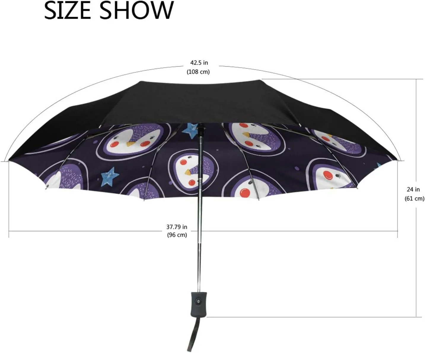 Poeticcity Automatic Folding UPF 50  Anti-UV Rain Umbrella, Auto Open/Close 3 Folds Sun Parasol Canopy Windproof Compact Travel Umbrella