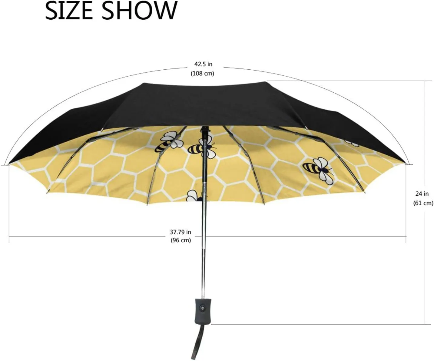 Poeticcity Automatic Folding UPF 50  Anti-UV Rain Umbrella, Auto Open/Close 3 Folds Sun Parasol Canopy Windproof Compact Travel Umbrella