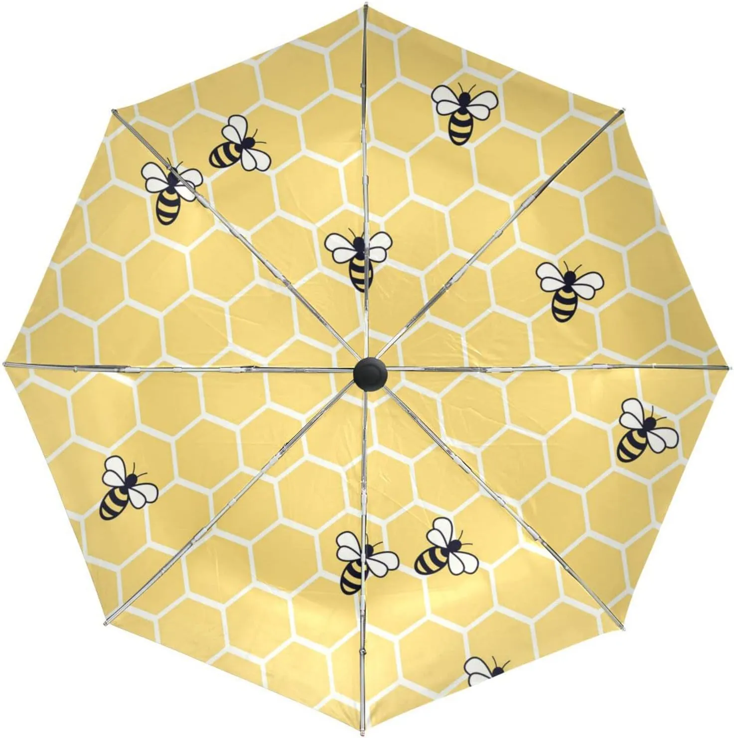 Poeticcity Automatic Folding UPF 50  Anti-UV Rain Umbrella, Auto Open/Close 3 Folds Sun Parasol Canopy Windproof Compact Travel Umbrella