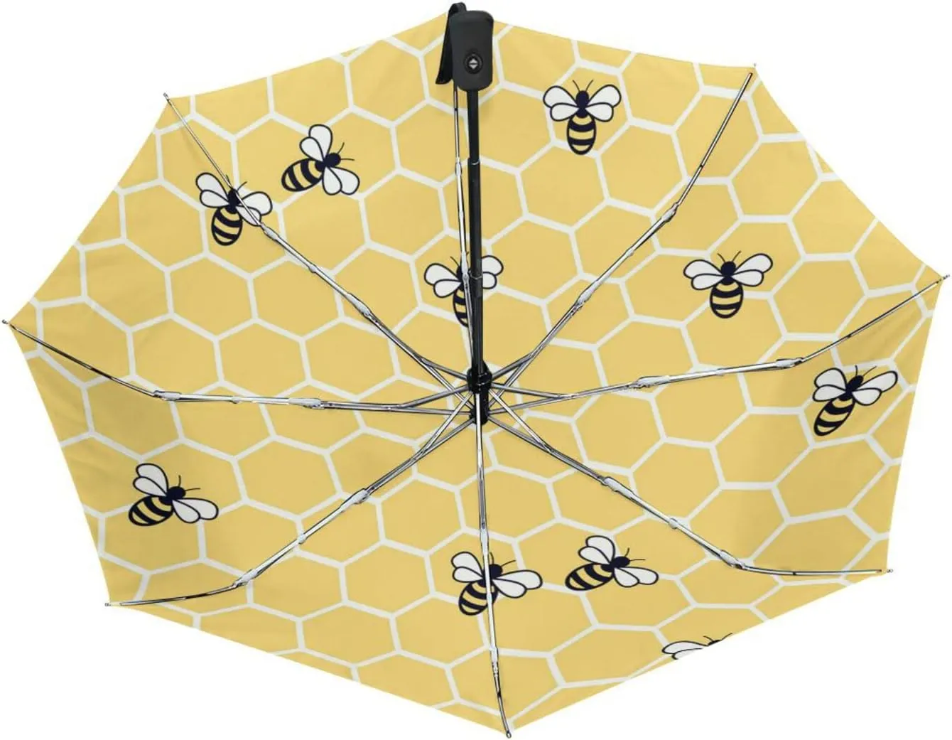 Poeticcity Automatic Folding UPF 50  Anti-UV Rain Umbrella, Auto Open/Close 3 Folds Sun Parasol Canopy Windproof Compact Travel Umbrella