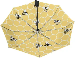 Poeticcity Automatic Folding UPF 50  Anti-UV Rain Umbrella, Auto Open/Close 3 Folds Sun Parasol Canopy Windproof Compact Travel Umbrella
