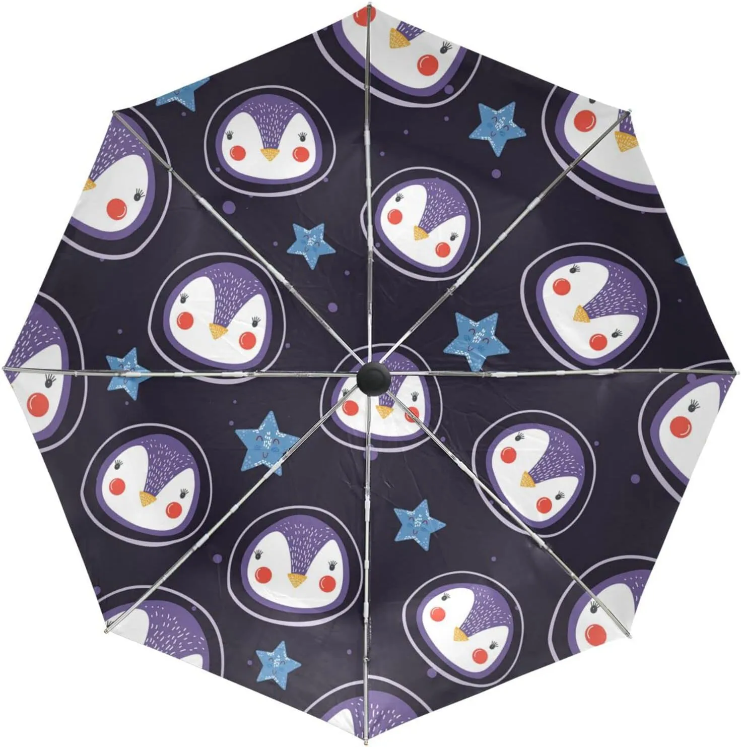 Poeticcity Automatic Folding UPF 50  Anti-UV Rain Umbrella, Auto Open/Close 3 Folds Sun Parasol Canopy Windproof Compact Travel Umbrella