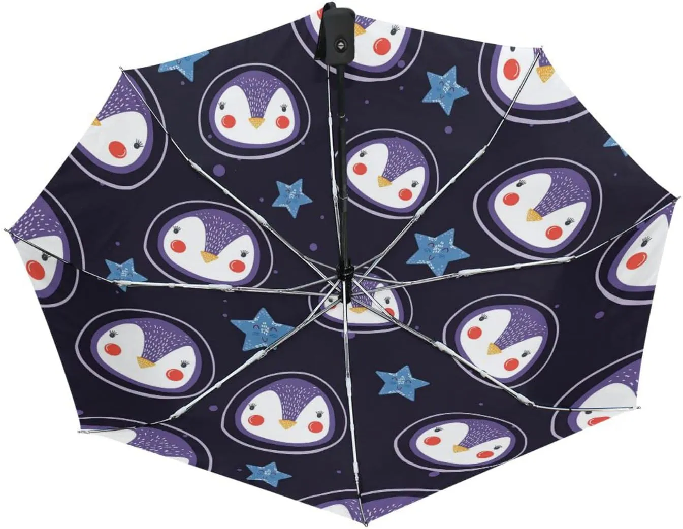 Poeticcity Automatic Folding UPF 50  Anti-UV Rain Umbrella, Auto Open/Close 3 Folds Sun Parasol Canopy Windproof Compact Travel Umbrella