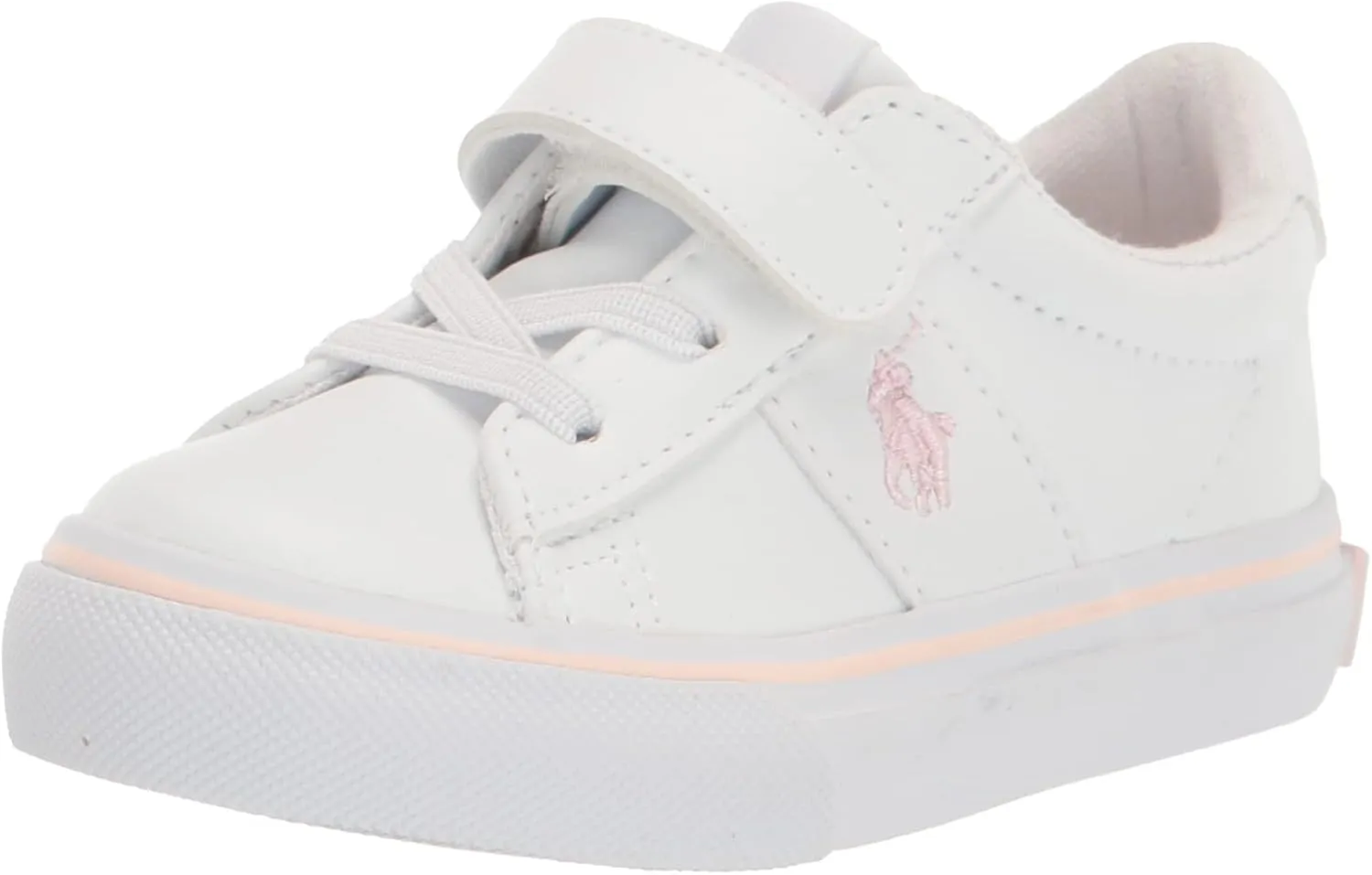 POLO RALPH LAUREN Boy's Sayer Ps White Tmbld/Lt Pnk Pp Sneaker