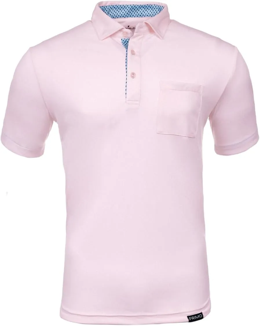 Primo Classic Collar Golf Polo, Lightweight, 100% Polyester, Curved Hem