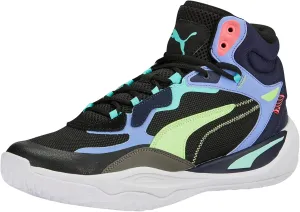 PUMA Playmaker Pro Mid Sneaker, Black-Electric Purple, 5.5 US Unisex Big Kid