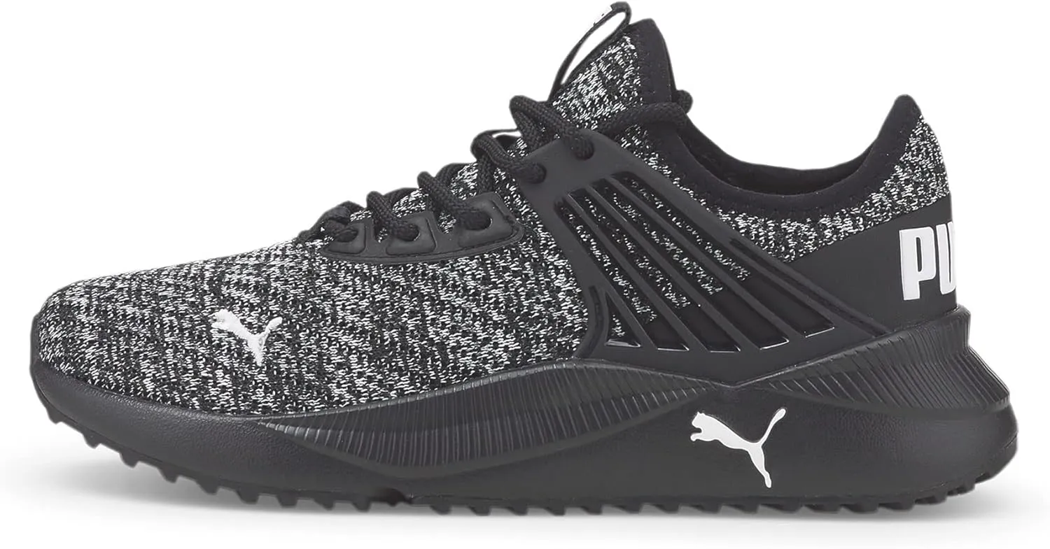 PUMA unisex child Pacer Future Doubleknit Sneaker, Puma Black-puma Black-puma White, 6.5 Big Kid US