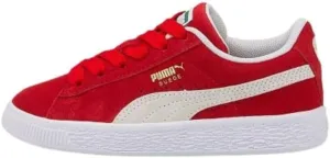 PUMA Unisex-Child Suede Classic Sneaker, Rhubarb White-High Risk Red, 5 M US Big Kid