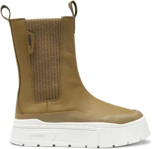 PUMA Womens Mayze Stack Round Toe Platform Chelsea Pull On Casual Boots Ankle Low Heel 1-2" - Brown - Size 9 M