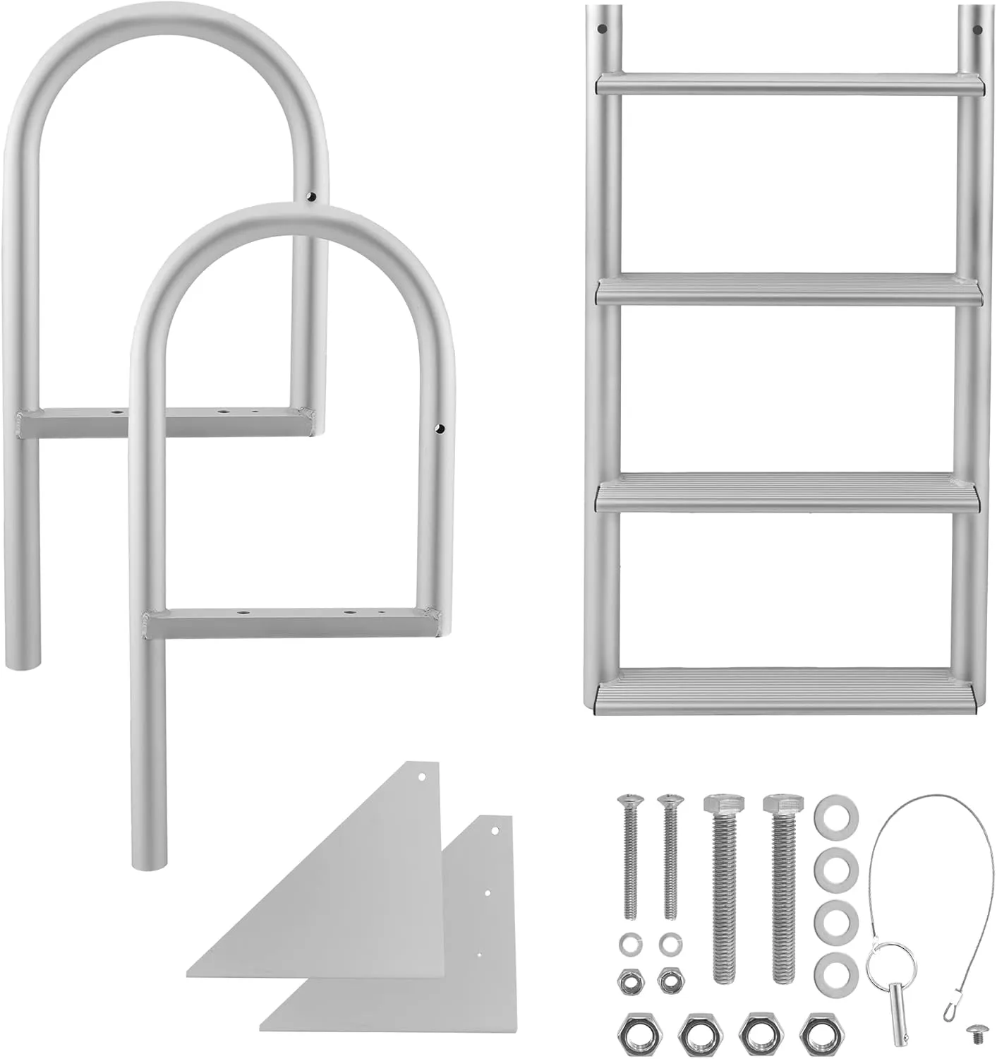 RecPro Marine 4 Step Flip Up and Stationary Boat Dock Swim Ladder 20" Wide