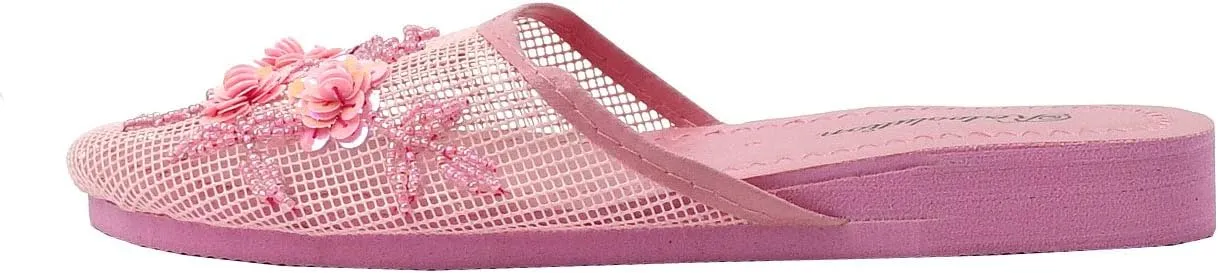 REDVOLUTION Women's Chinese Mesh Slipper Floral Flip Flop Sandals | 1313