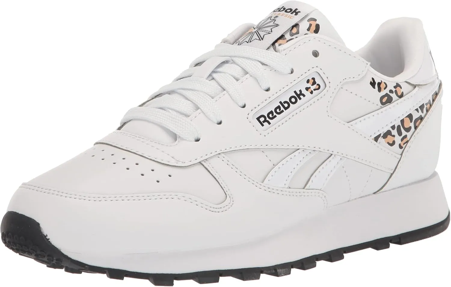 Reebok Girls Classic Leather Sneaker, White/Black/Sahara, 6 Big Kid