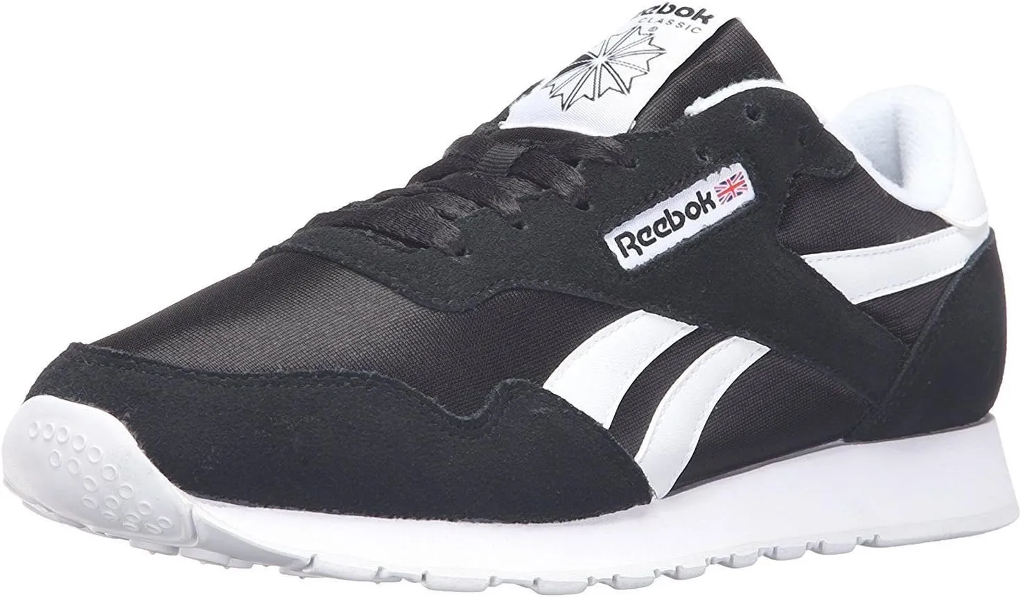 Reebok Royal Nylon Classic Fashion Sneaker, Black/Black/White