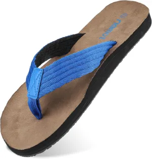 riemot Beach Flip Flops for Men Arch Support Sandals Summer Suede 3 Point Flip-Flop Classical Thongs Sandal for Beach Swimming Pool Home Shower Shoes US9/14