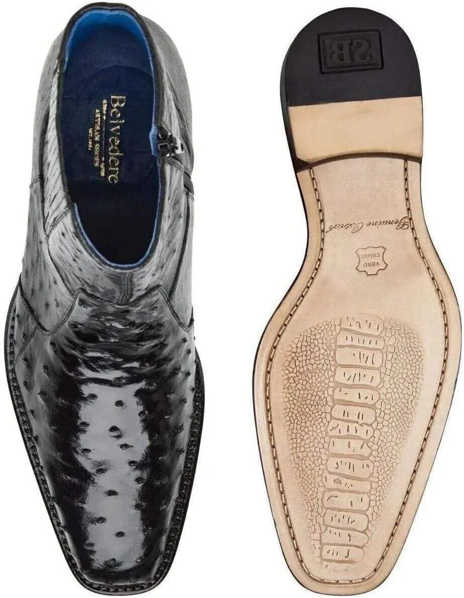Roger Genuine Ostrich Side Zipper Boots