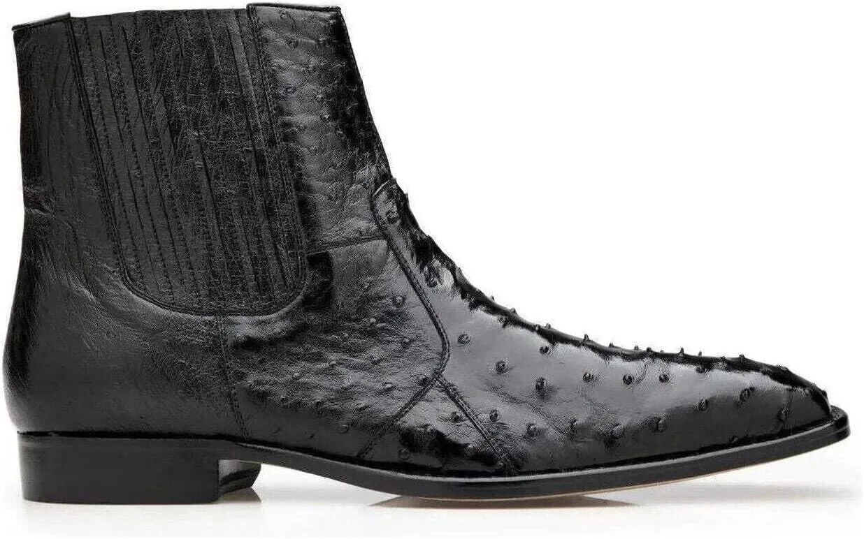 Roger Genuine Ostrich Side Zipper Boots